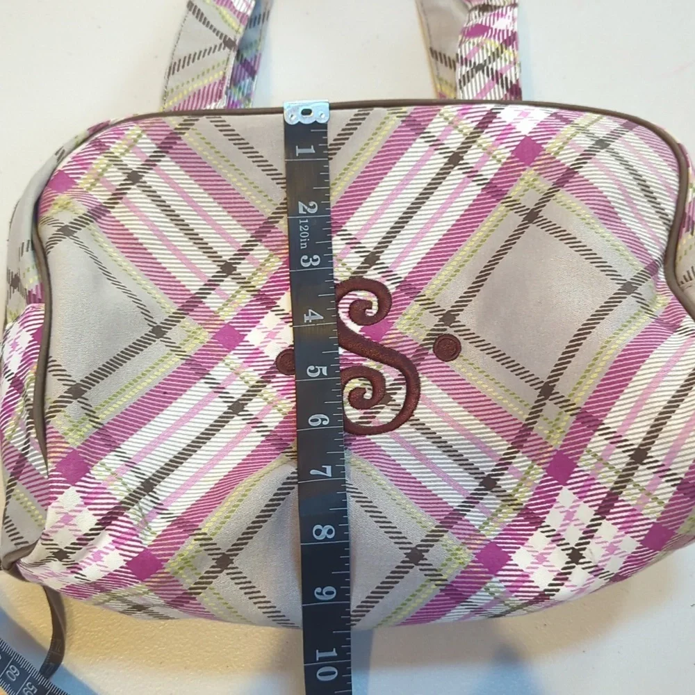 Thirty One Plaid Toiletry/Cosmetic Bag. Monogram Initial 'S